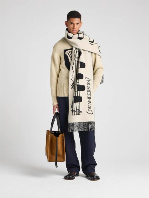JW Anderson Unisex JW ANDERSON X GUINNESS SMOOTH TEMPO SCARF IN CREAM & BLACK