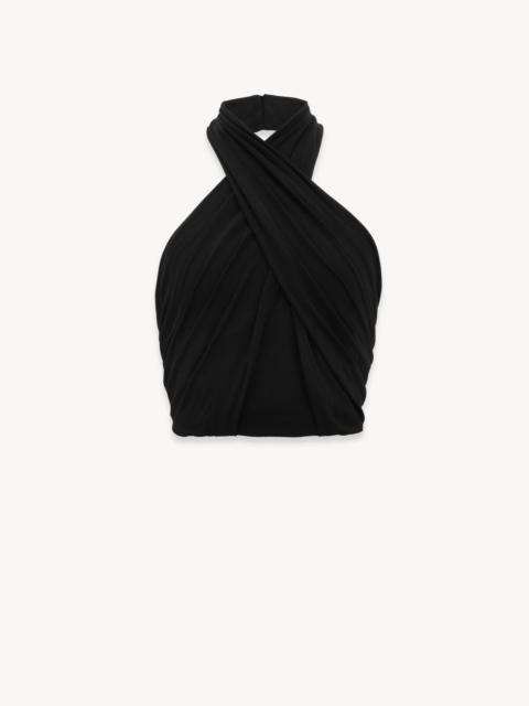 SAINT LAURENT HALTER TOP IN STRETCH JERSEY