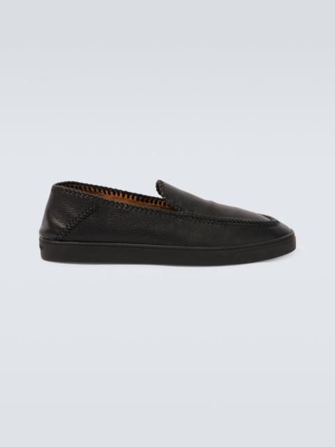 Leather slip-on shoes