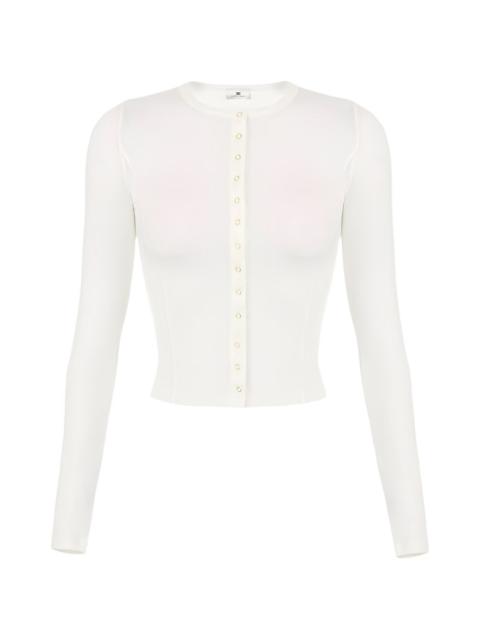 ELISABETTA FRANCHI button embroidered-logo cardigan