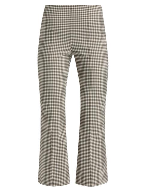 Vince Women's Niki Gingham Kick-Flare Crop Pants - Tapenade Gingham