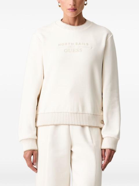 GUESS USA button-detail logo-print sweater