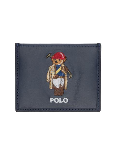 Polo Ralph Lauren Navy Polo Bear Leather Card Holder
