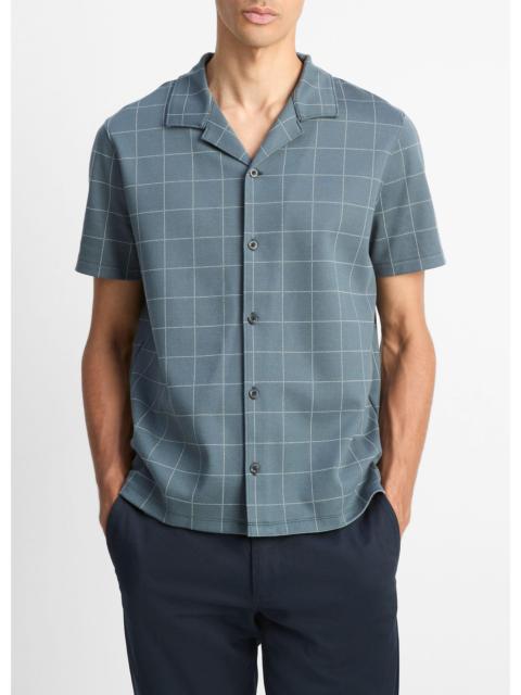 Vince Windowpane Jacquard Cotton-Blend Cabana Shirt