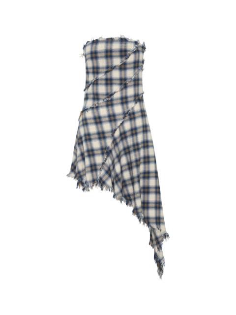 ONE TEASPOON Heart Of Glass Asymmetrical Flannel Mini Dress - Blue & White Check