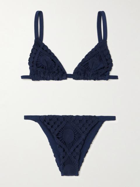 SARA CRISTINA Sun Crocheted Cotton Triangle Bikini
