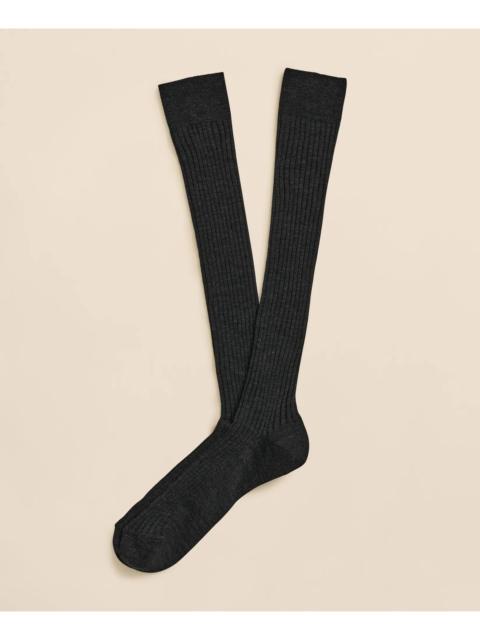 Brooks Brothers Merino Wool Blend Over-the-Calf Ribbed Socks