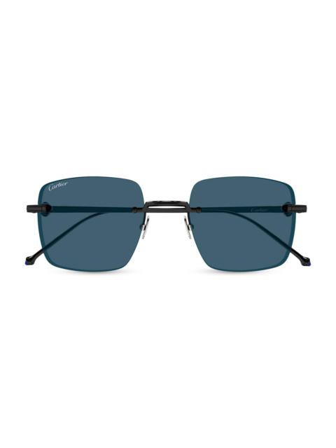 Cartier Men's Pasha de 52MM Rimless Squared Sunglasses - Black Blue