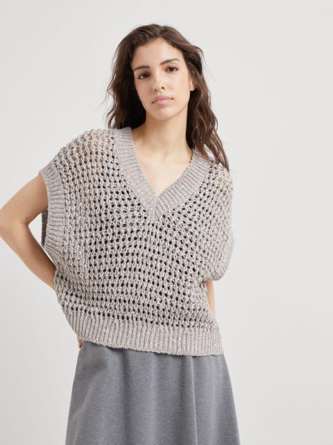 Brunello Cucinelli Silk and linen rustic dazzling net sweater