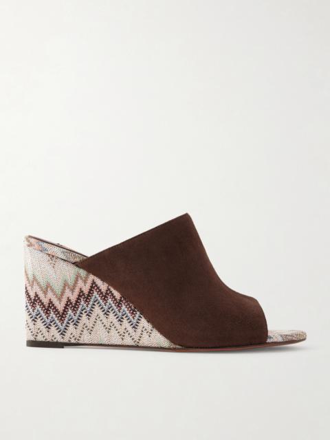 Missoni Mabel Striped Suede Wedge Mules
