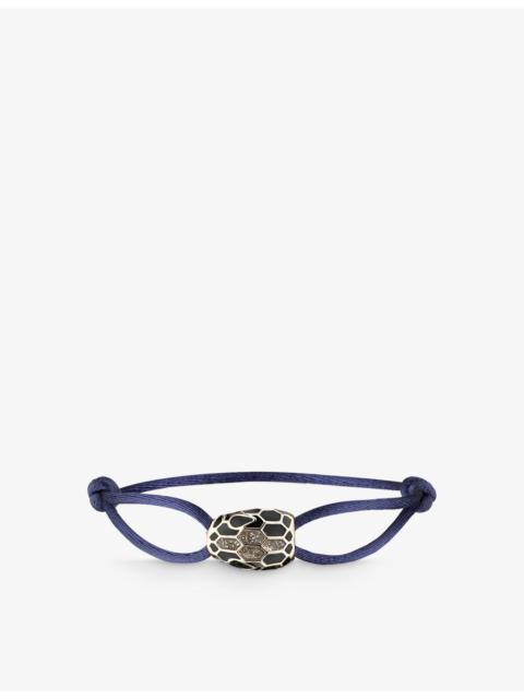 BVLGARI Serpenti Forever gold-plated brass, hawk's eye, enamel and cord bracelet