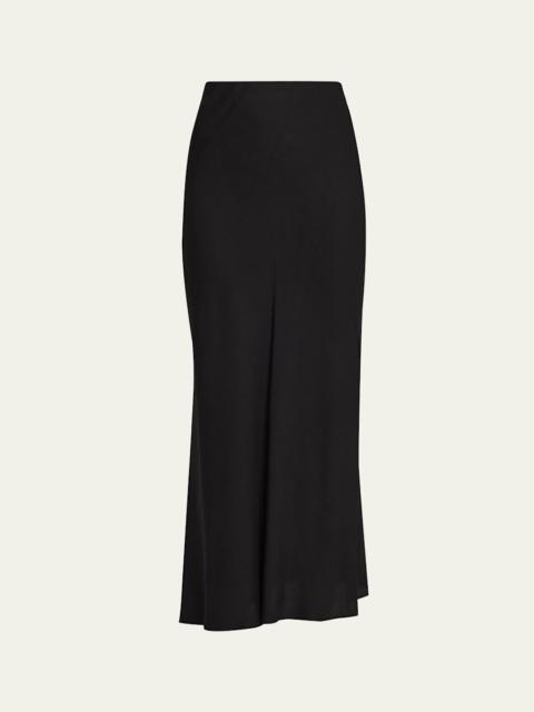 Brunello Cucinelli Fluid Linen Twill Slit Maxi Skirt