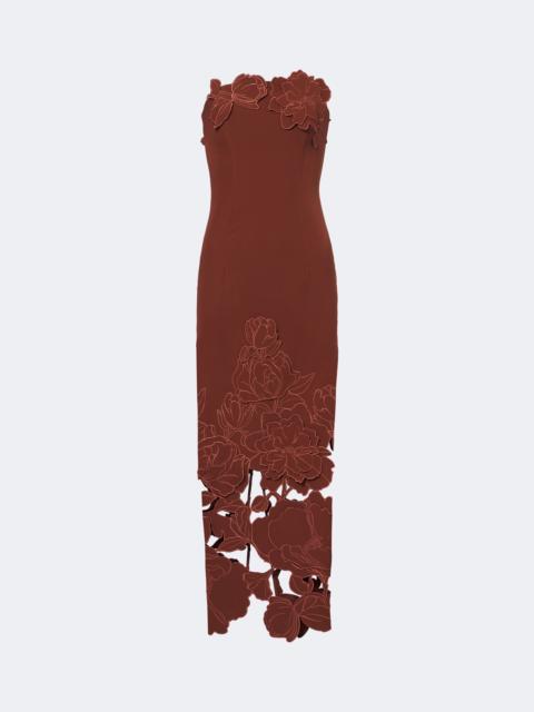 LEO LIN Rayna floral-appliqué bustier dress