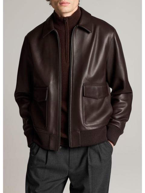 Vince Leather Aviator Bomber Jacket