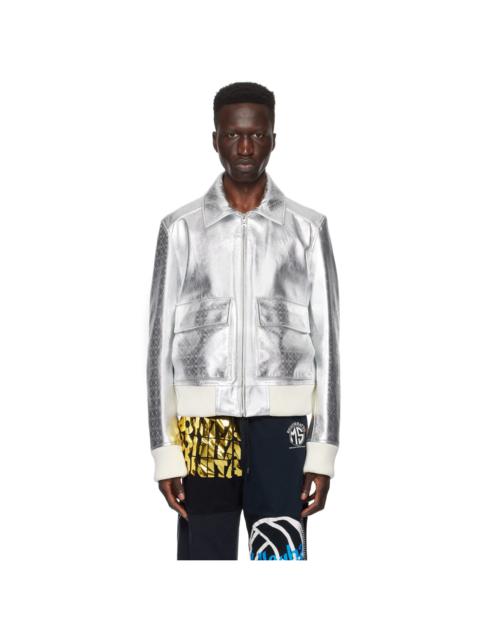 Marine Serre Silver Boxy Leather Jacket