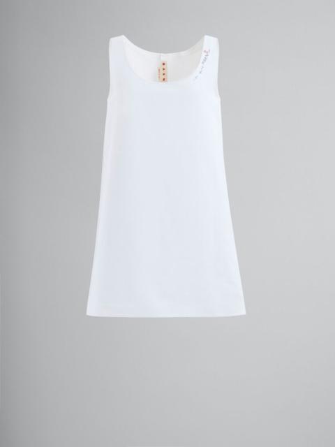 WHITE CADY A-LINE DRESS WITH MARNI MENDING