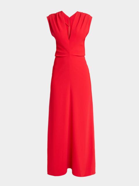 Proenza Schouler Geraldine Plunging Gathered-Shoulder Sleeveless Maxi Dress