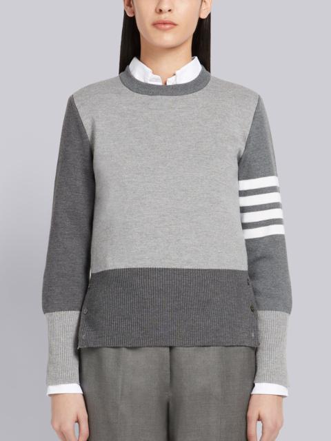 Tonal Grey Fun-mix Milano Stitch Fine Merino Wool 4-bar Crew Neck Pullover