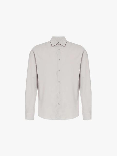 Corduroy spread-collar slim-fit cotton shirt