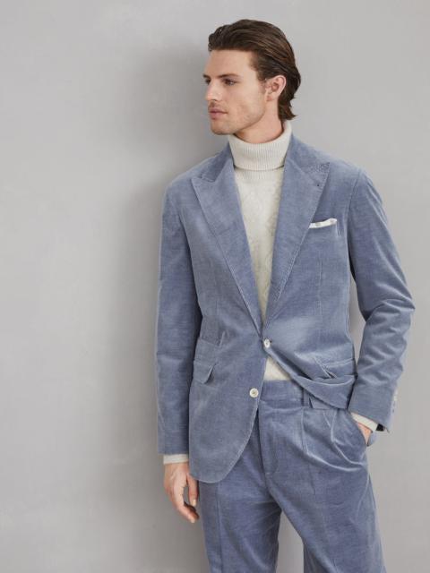 Comfort cotton and cashmere corduroy deconstructed blazer with large peak lapels and metal buttons