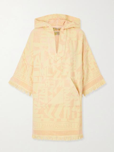 Zimmermann Solstice Hooded Fringed Jacquard-knit Cotton-terry Coverup