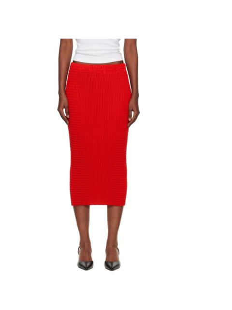 ISSEY MIYAKE Red October Spongy-58 Midi Skirt