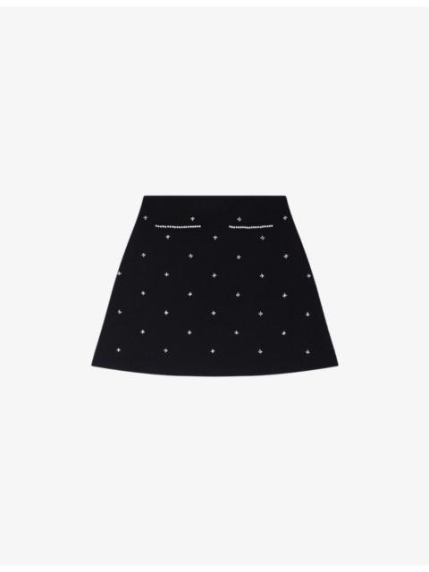 Sandro Rhinestone-Embellished Knitted Mini Skirt