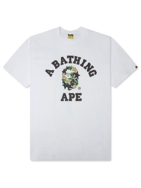 A BATHING APE® STA COLLEGE RELAXED FIT TEE - WHITE