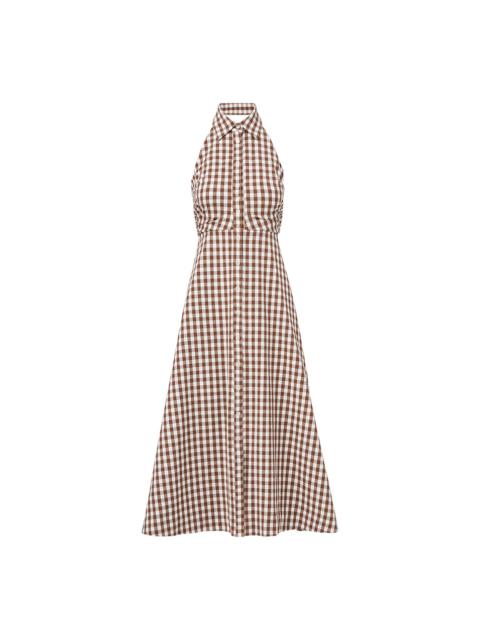 VERONICA BEARD MACKEY GINGHAM SEERSUCKER HALTER DRESS
