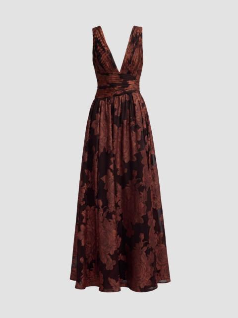 MAC DUGGAL Women's Burnout Chiffon Sleeveless A-Line Gown - Spice Multi