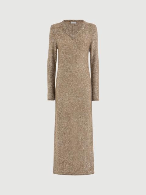 Brunello Cucinelli Mohair and wool dazzling texture knit dress with monili