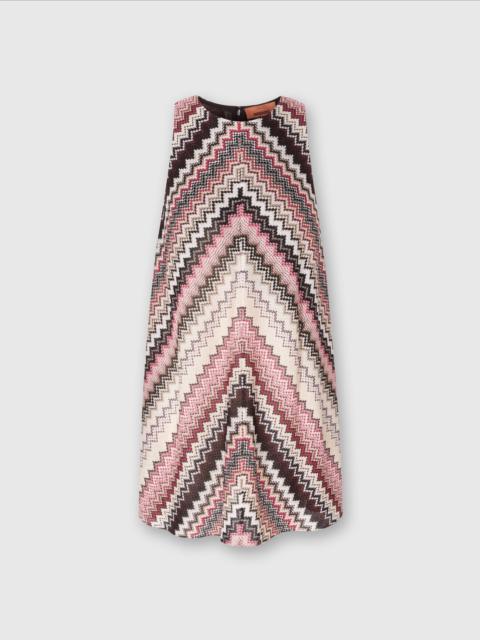 Missoni A-line mini-dress with lamé serrated zigzag pattern