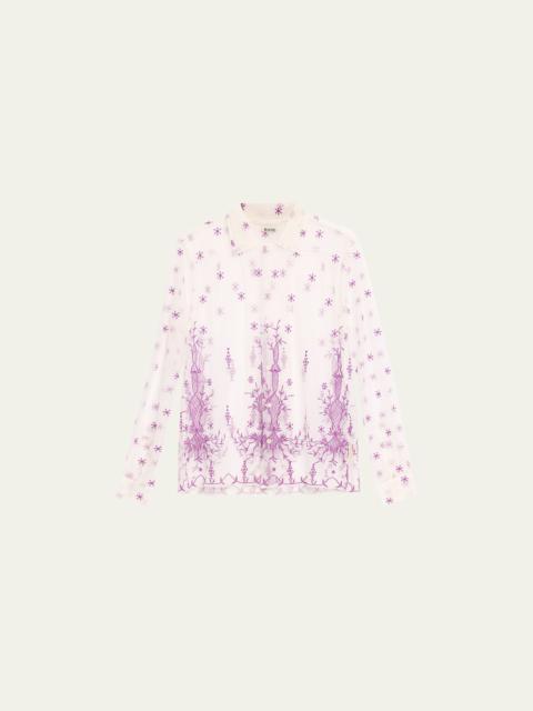 BODE Sheer Lavandula Floral Shirt