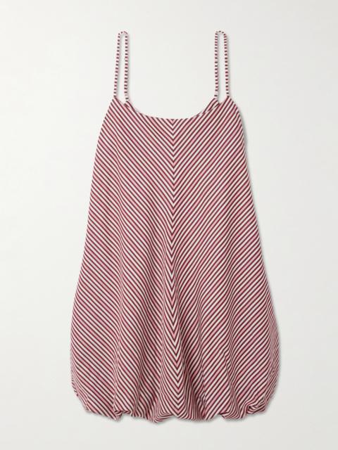 FAITHFULL Aniela Gathered Striped Cotton-poplin Mini Dress