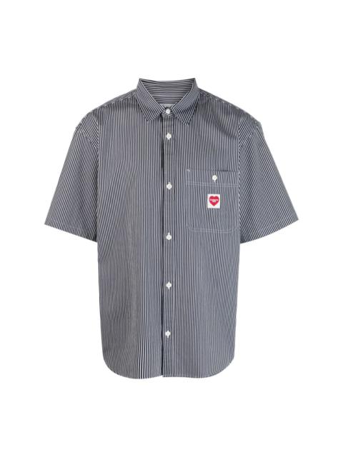 Carhartt logo-patch striped cotton shirt