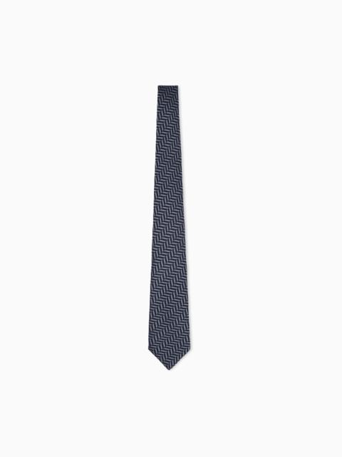 GIORGIO ARMANI SILK TIE WITH HERRINGBONE PATTERN