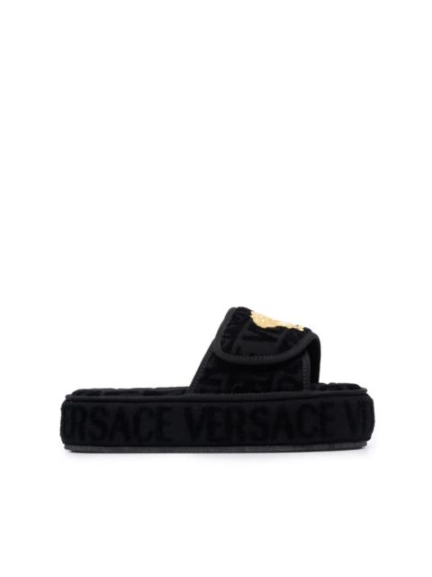 VERSACE embossed logo platform slides