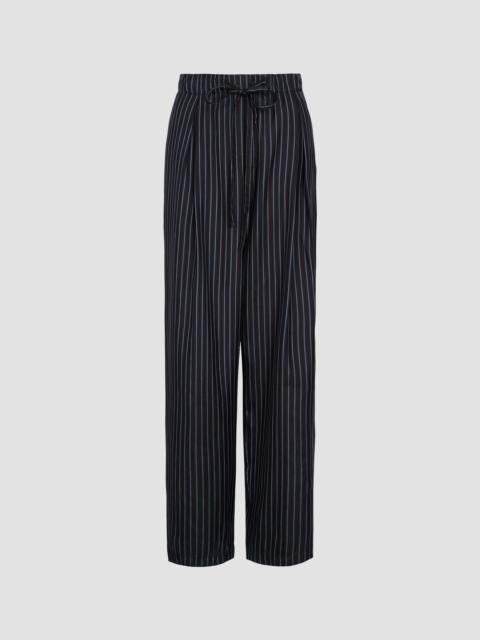 TWP Women's Striped Silk Pajama Pants - Blue Nights Turkish Coffee