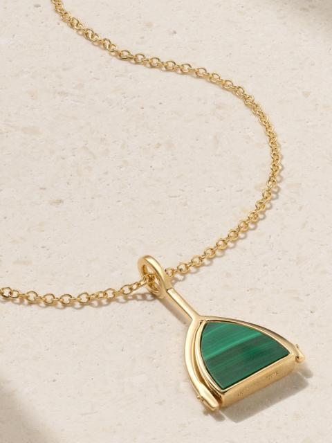 MATEO Flip 14-karat Gold, Malachite And Diamond Necklace
