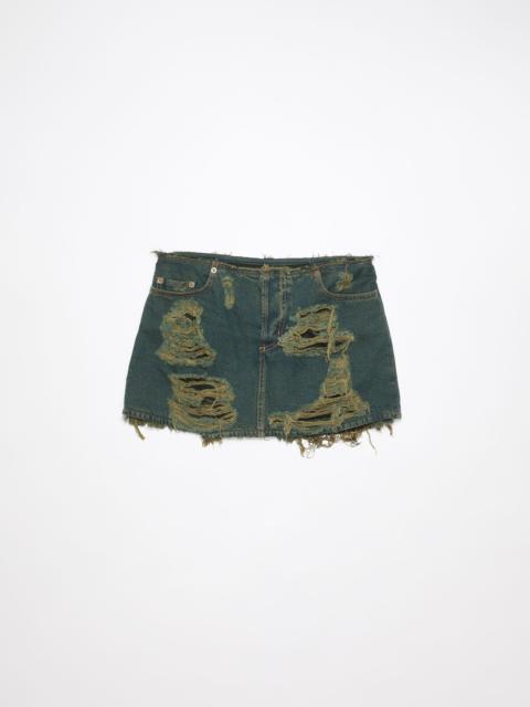 Distressed denim skirt - Blue/green