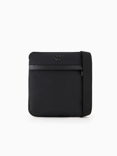 EMPORIO ARMANI Flat Armani Sustainability Values crossbody bag in recycled nylon