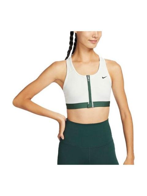 Nike (WMNS) Nike Swoosh Medium-Support Padded Zip-Front Sports Bra 'White Green' FQ0696-121