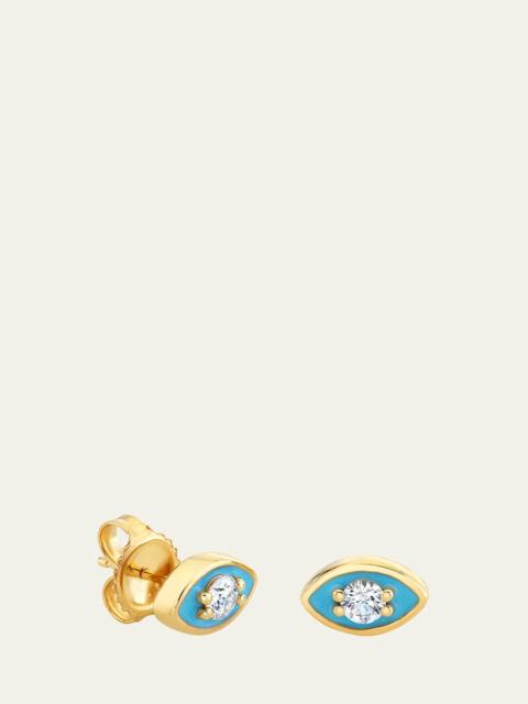 SYDNEY EVAN 14K Yellow Gold Large Enamel Marquise Evil Eye Stud Single Earring
