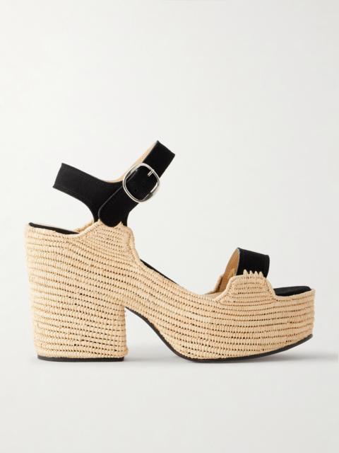 GABRIELA HEARST Sardis Raffia-trimmed Suede Sandals