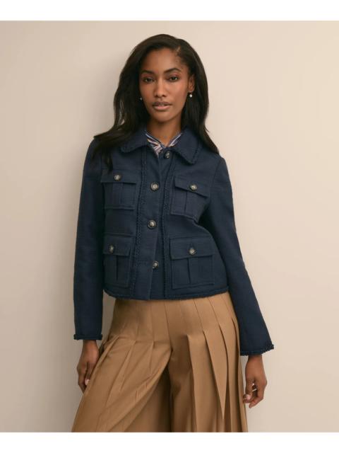 Brooks Brothers Cotton-Blend Braid-Trim Textured Jacket