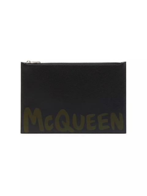 Alexander McQueen Logo Leather Zip Pouch