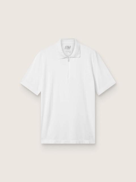 Golden Goose Men's white sports zipped polo shirt
