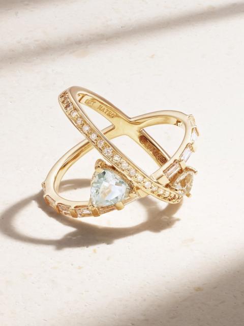 MATEO 14-karat gold, diamond and amethyst ring Gold