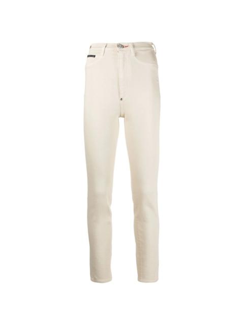 PHILIPP PLEIN logo patch high-waisted jeggings