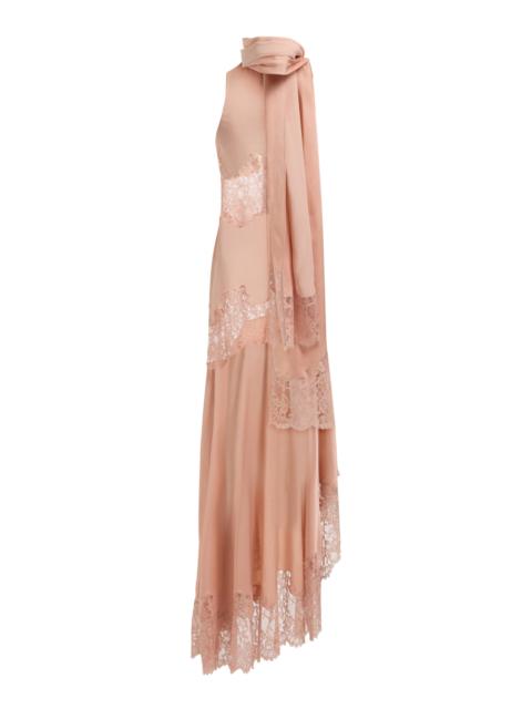 ELIE SAAB Lace-Detailed Satin Maxi Dress rose gold